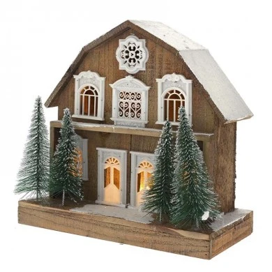 XMAS BROWN LIGHTING HOUSE 35x16x34CM W 10LED