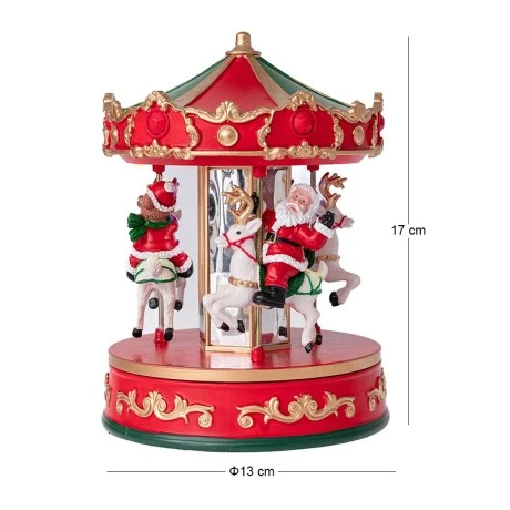 CHRISTMAS RESIN CAROUSEL WITH LED LIGHTS 13X13X17CM BATTERY OPPERATED