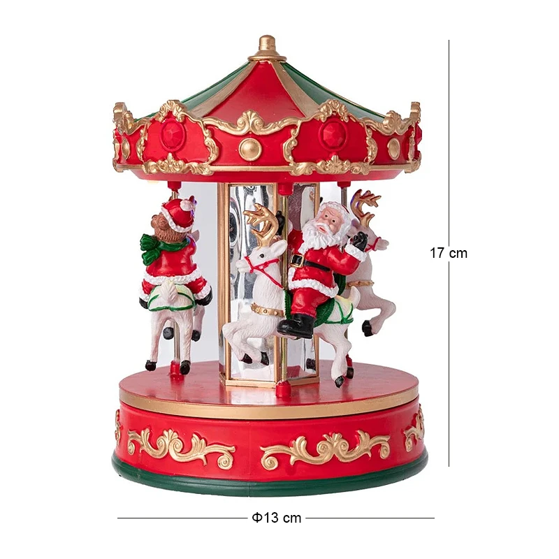 CHRISTMAS RESIN CAROUSEL WITH LED LIGHTS 13X13X17CM BATTERY OPPERATED