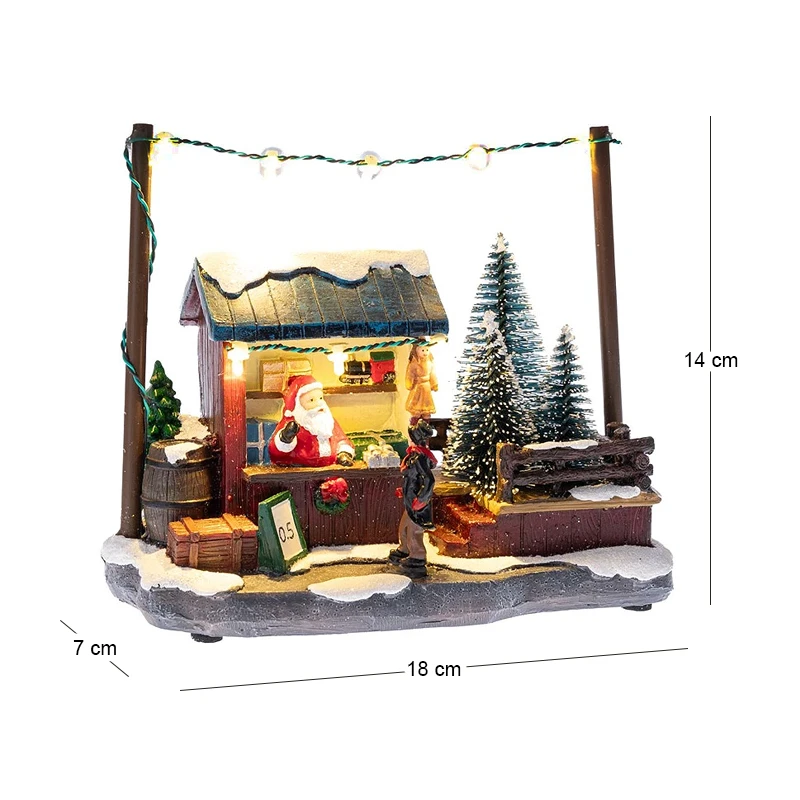 CHRISTMAS RESIN TREE SHOP WITH LED LIGHTS 18X7Χ14CM BATTERY OPPERATED