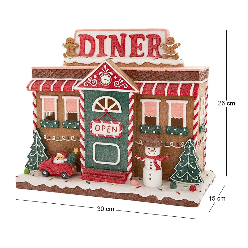 ΦΩΤΙΖΟΜΕΝΟ ΠΟΛΥΡΕΖΙΝ GINGERBREAD ΕΣΤΙΑΤΟΡΙΟ 30Χ15Χ26ΕΚ