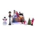 CHRISTMAS RESIN HOUSE SET WITH FIGURES 14X13X11CM BATTERY OPPERATED