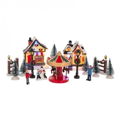 XMAS RESIN VILLAGE SCENE WITH LED BATTERY OPPERATED