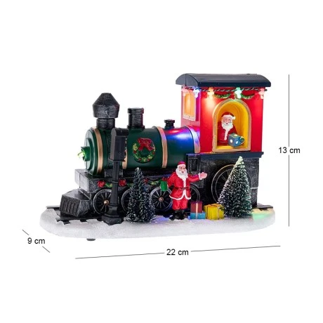 CHRISTMAS RESIN TRAIN WITH LED LIGHTS 22X9Χ13CM BATTERY OPPERATED