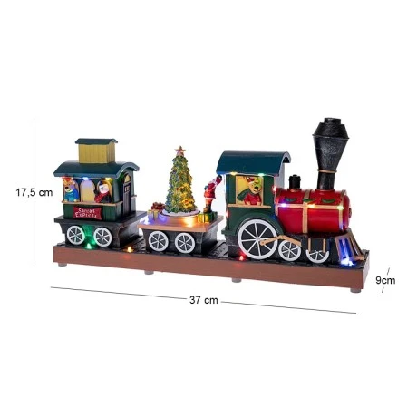 CHRISTMAS RESIN TRAIN WITH ADAPTOR LED LIGHTS WITH MUSIC AND MOVEMENT 37X9Χ17,5CM