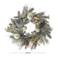 FROSTED WREATH WITH GOLD BERRIES AND BAUBLES 55CM