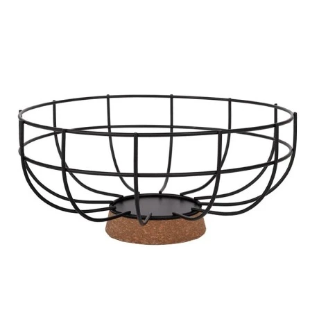 BLACK METAL BASKET WITH FELT BASE D30X13CM