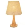 NATURAL WOODEN LAMP WITH WICKER CRΘME HAT 38CM