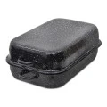 Rectangular enameled hull in black color 36x23x6cm.