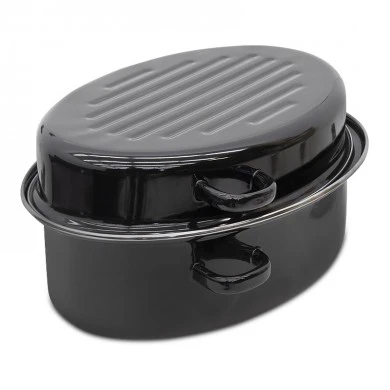 Oval enameled hull in black color 38cm.