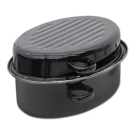 Oval enameled hull in black color 38cm.