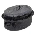Oval enameled hull in black color 38cm.