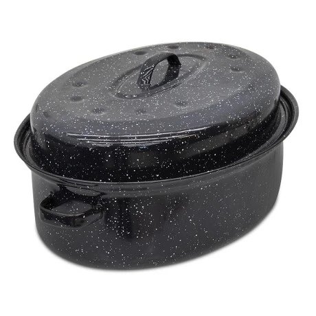 Oval enameled hull in black color 38cm.