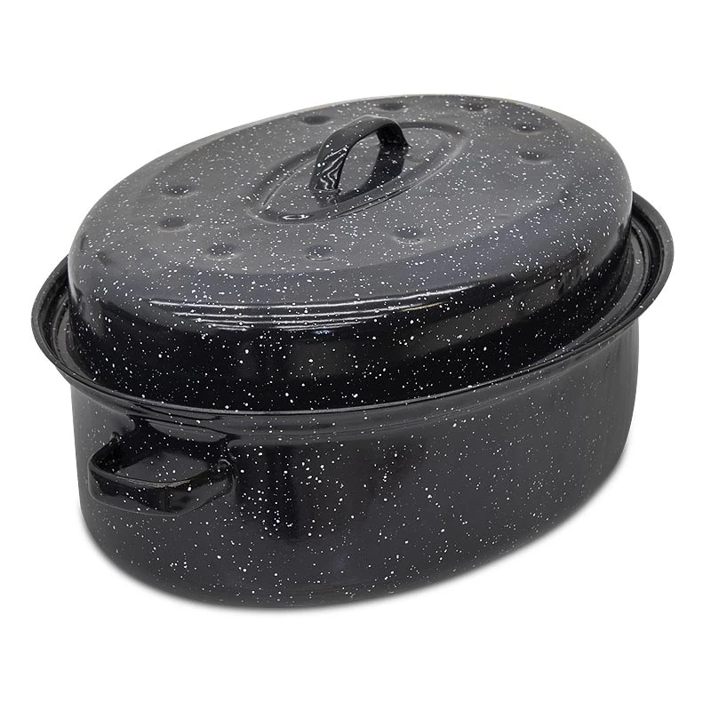 Oval enameled hull in black color 38cm.