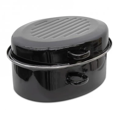 Oval enameled hull in black color 42cm.