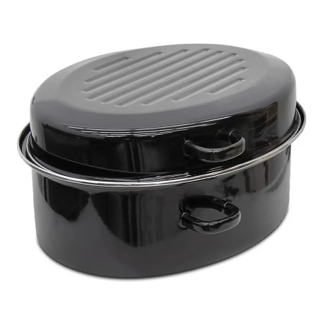Oval enameled hull in black color 42cm.