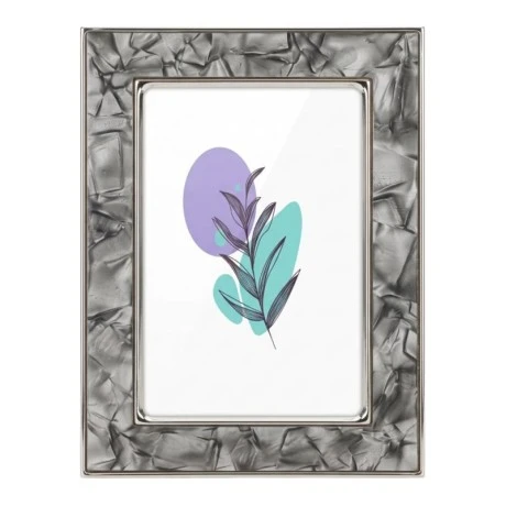 GRAY METAL PHOTO FRAME WITH EMBOSSED DIGITAL PRINTING AND LIQUID GLASS EFFECT 19X14CM