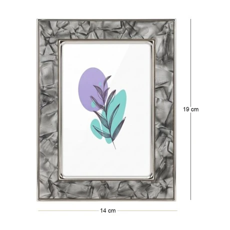 GRAY METAL PHOTO FRAME WITH EMBOSSED DIGITAL PRINTING AND LIQUID GLASS EFFECT 19X14CM