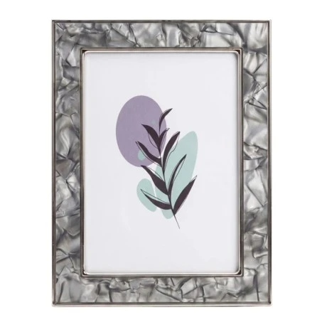 GRAY METAL PHOTO FRAME WITH EMBOSSED DIGITAL PRINTING AND LIQUID GLASS EFFECT 21,5X16,5CM