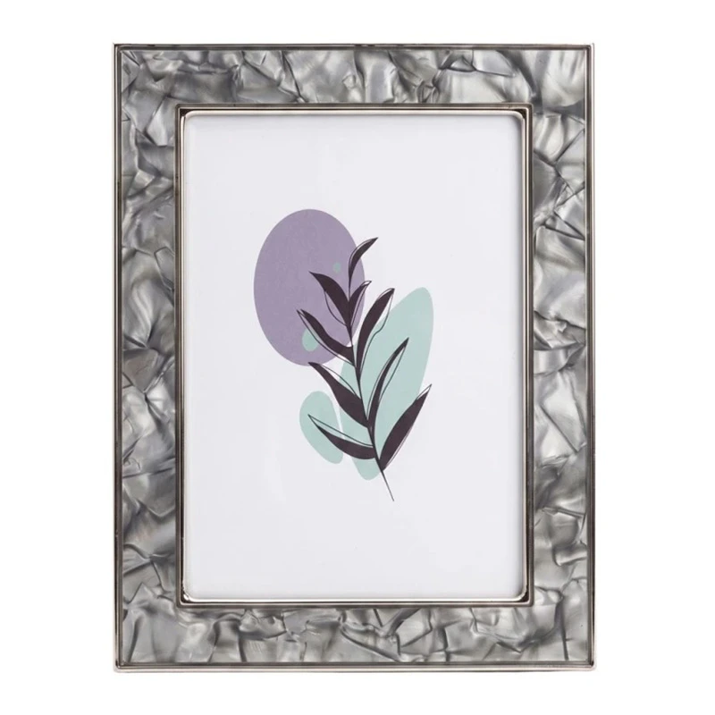 GRAY METAL PHOTO FRAME WITH EMBOSSED DIGITAL PRINTING AND LIQUID GLASS EFFECT 21,5X16,5CM