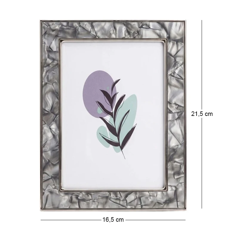 GRAY METAL PHOTO FRAME WITH EMBOSSED DIGITAL PRINTING AND LIQUID GLASS EFFECT 21,5X16,5CM