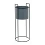 GRAY CERAMIC PLANTER WITH BLACK METAL STAND 28X80CM