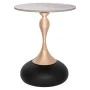 GREY METAL TABLE WITH GOLD BASE AND GREY CERAMIC SURFACE ( MARBLE EFFECT) D40X50CM