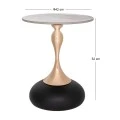GREY METAL TABLE WITH GOLD BASE AND GREY CERAMIC SURFACE ( MARBLE EFFECT) D40X50CM