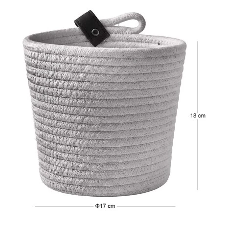 GREY PAPER ROPE BASKET D17X18CM