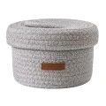 GREY PAPER ROPE BASKET WITH LID D17X10CM