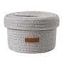 GREY PAPER ROPE BASKET WITH LID D17X10CM
