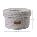 GREY PAPER ROPE BASKET WITH LID D17X10CM