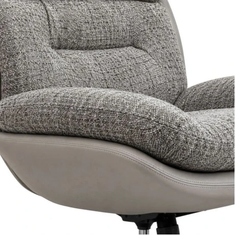 ROUND SWIVEL ARMCHAIR WITH GRAY CUSHION AND FOOTSTOOL 90Χ80Χ100  44X50X45CM