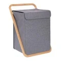 GREY FABRIC LAUNDRY BASKET WITH LID 40X40X70CM