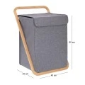 GREY FABRIC LAUNDRY BASKET WITH LID 40X40X70CM