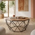 GLEN Coffee Table 82x82x40cm Acacia Natural/Steel Black