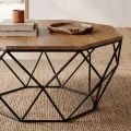 GLEN Coffee Table 82x82x40cm Acacia Natural/Steel Black