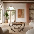 GLEN Coffee Table 82x82x40cm Acacia Natural/Steel Black
