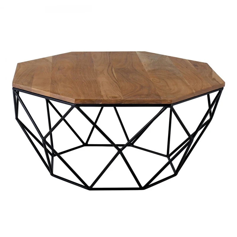GLEN Coffee Table 82x82x40cm Acacia Natural/Steel Black