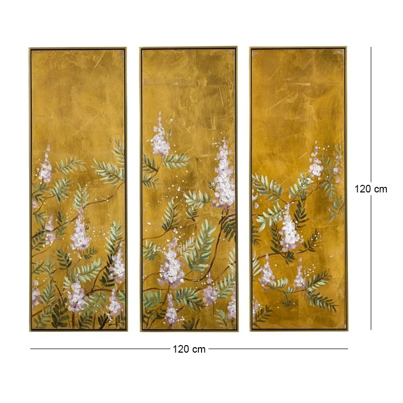 GOLD FOIL ΕΛΑΙΟΓΡΑΦΙΑ ΤΡΙΠΤΥΧΗ 120Χ120ΕΚ ΜΕ ΧΡΥΣΗ ΚΟΡΝΙΖΑ