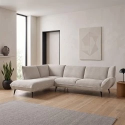 EMERALD Left Facing Corner Sofa Beige Corduroy Fabric EMERALD Left Facing Corner Sofa Beige Corduroy Fabric