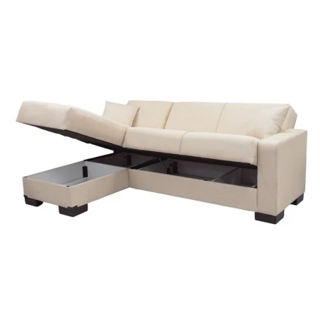 Corner sofa bed reversible with storage space Dumma pakoworld cream fabric 226x146x86cm