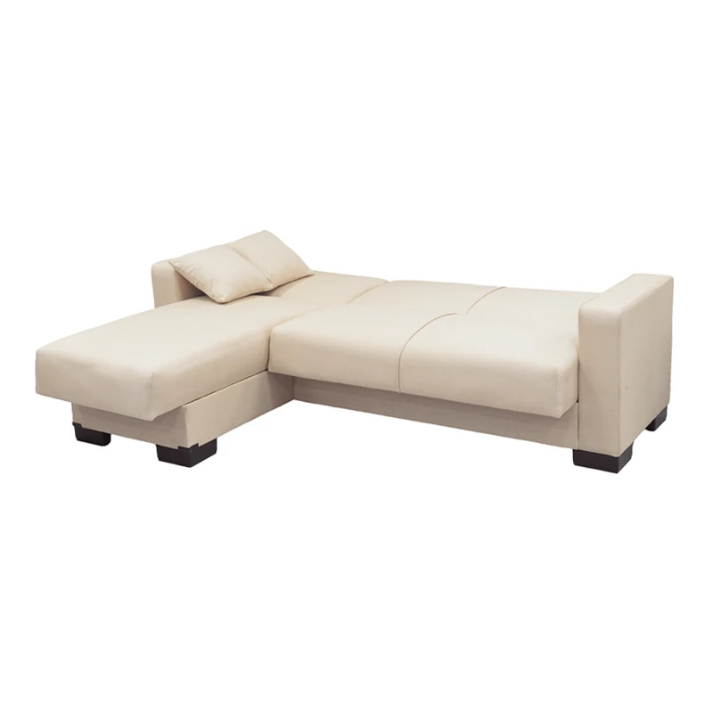 Corner sofa bed reversible with storage space Dumma pakoworld cream fabric 226x146x86cm