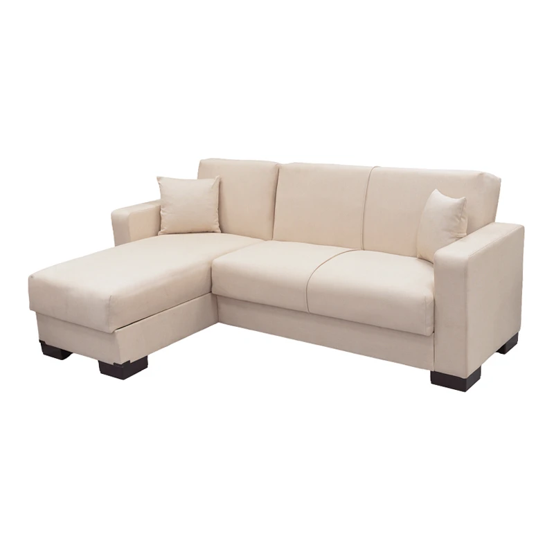 Corner sofa bed reversible with storage space Dumma pakoworld cream fabric 226x146x86cm