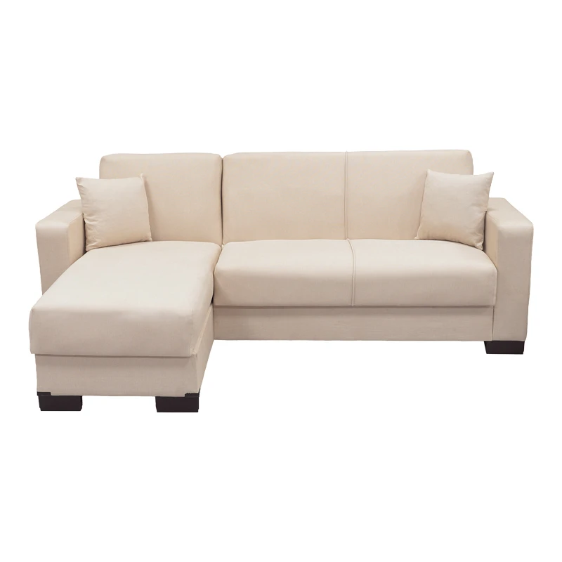 Corner sofa bed reversible with storage space Dumma pakoworld cream fabric 226x146x86cm