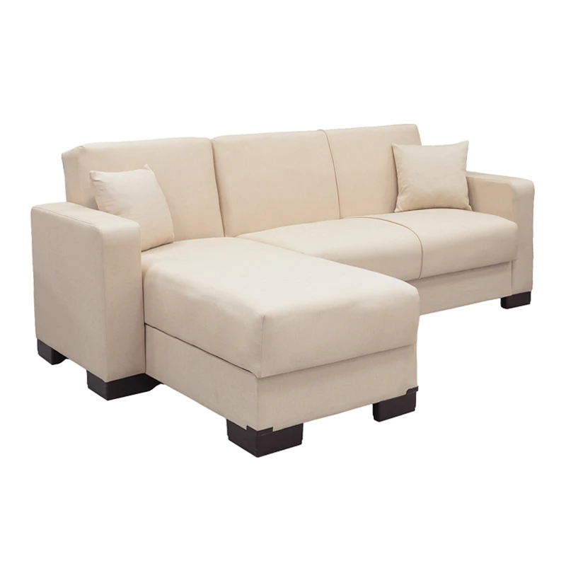Corner sofa bed reversible with storage space Dumma pakoworld cream fabric 226x146x86cm