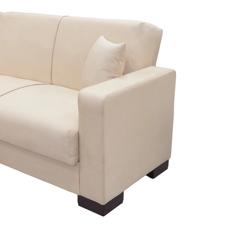 Corner sofa bed reversible with storage space Dumma pakoworld cream fabric 226x146x86cm