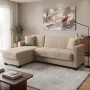 Corner sofa bed reversible with storage space Stashio pakoworld cream fabric 202x143x84cm