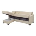 Corner sofa bed reversible with storage space Stashio pakoworld cream fabric 202x143x84cm