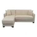 Corner sofa bed reversible with storage space Stashio pakoworld cream fabric 202x143x84cm